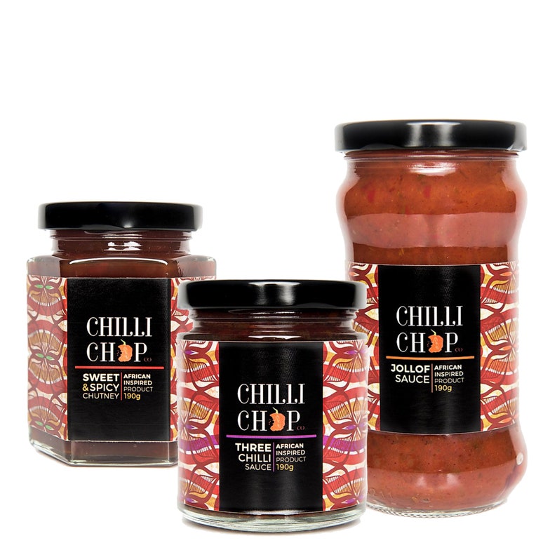 Jollof sauce Very Hot sauce and Chutney gift set gift set