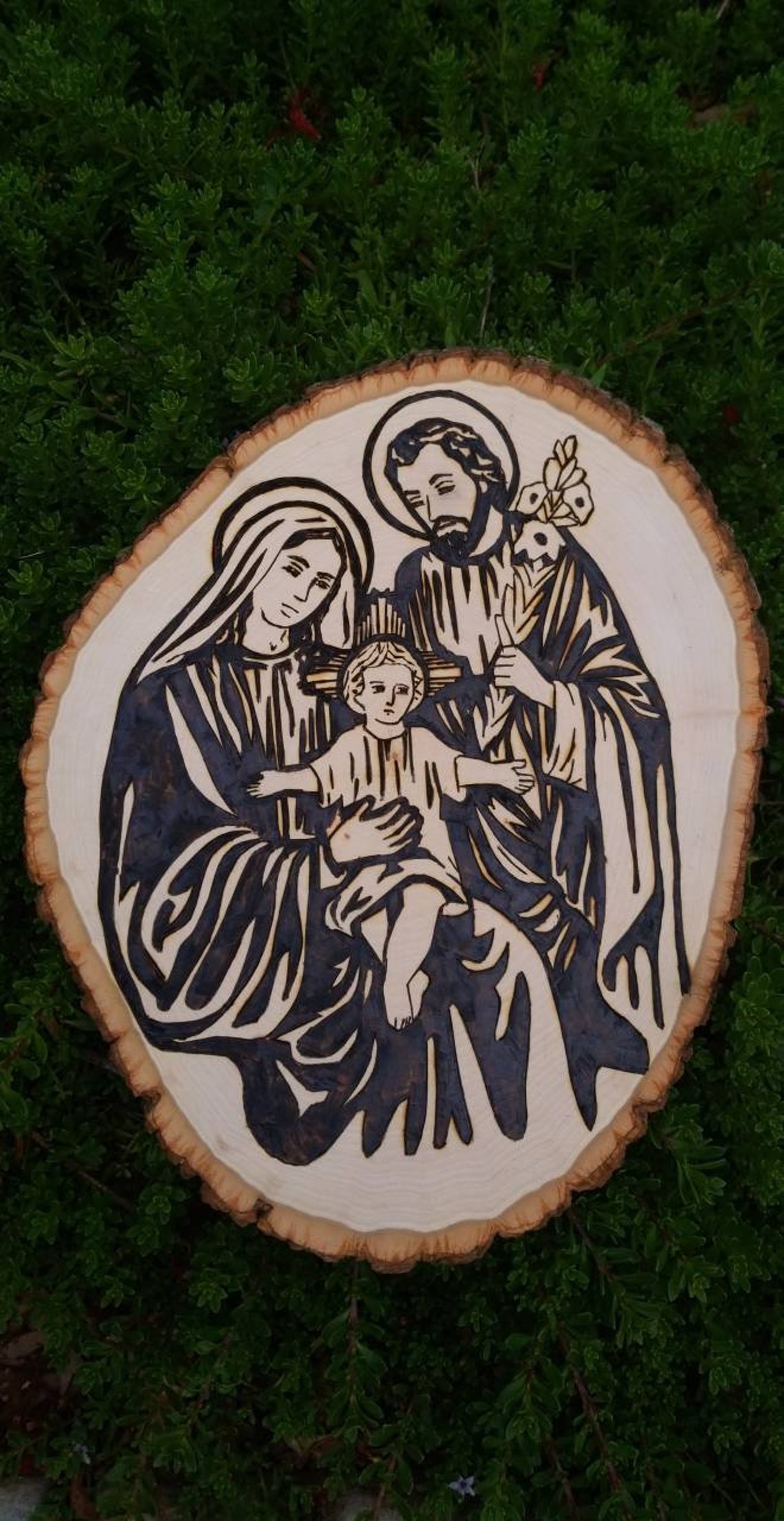 Pyrography. Holly Family. Wood Burning. Religious Gift. Beautiful Home ...