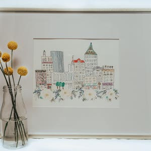 Custom City Skyline Watercolor