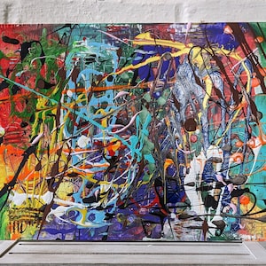 Abstraktes kleines handgemachtes Acrylbild 12 "x 12 ", Geschenk