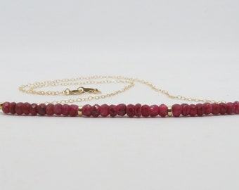 Ruby Necklace, Ruby Jewellery, Hand cut Ruby, Gemstone Necklace, July Birthstone, Ruby Red Jewelry, Silver, Gold Fill, 40th Anniversary Gift