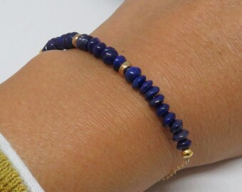 Lapis Lazuli Bracelet, Lapis Jewellery, September Birthstone, Blue Lapis Bracelet, Stacking, Gold Bracelet, Silver Bracelet, Blue Gemstone