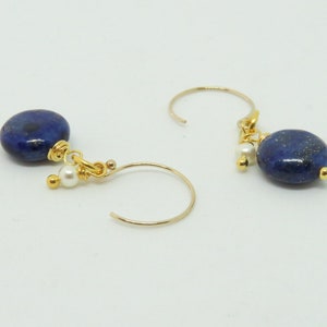 Lapis Lazuli Ohrringe, Lapis Lazuli, September Geburtsstein, Blaue Ohrringe, Gold Ohrringe, Silber Ohrringe, Swarovski Perle, Lapis Schmuck