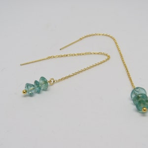 Apatit Ohrringe, Apatit Threader, Aqua Edelstein, Blaue Ohrringe, Threader Ohrringe, Edelstein Ohrringe, Edelsteinschmuck, Apatit