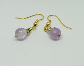Lilac Amethyst Drop Earrings: Gold Filled, February Birthstone