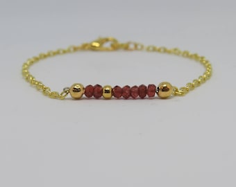 Garnet Bracelet, January Birthstone Bracelet, Gemstone Bracelet, Garnet Jewellery, Gemstone Stacking Bracelet, Gold Bracelet, Garnet Jewelry