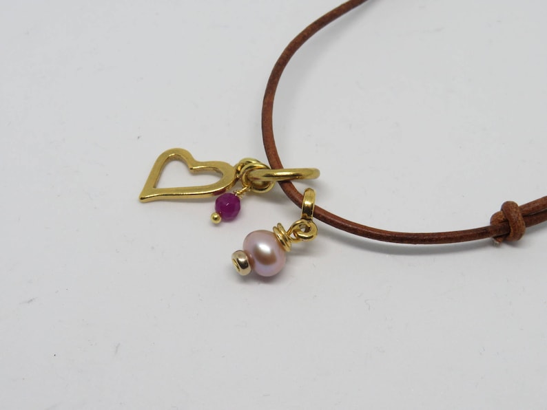 Open Heart Charm Necklace Blush Pink Freshwater Cultured Pearl Gemstone Charm Gift for Her Pink Jade Gold Charm Valentine/'s Present