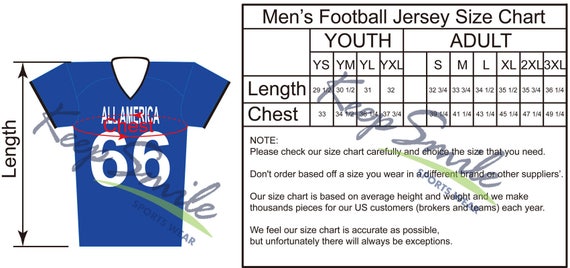 Football Jersey Size Chart