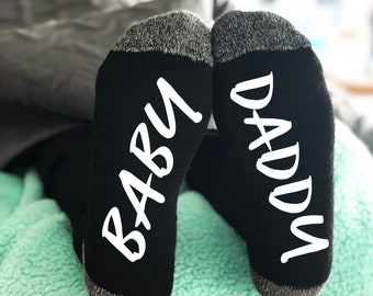 Baby Daddy Gift, Funny Gifts, Baby Daddy Socks, Gifts For Dad, Funny Socks, Christmas Gifts, CHOOSE Your Text Color