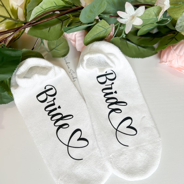 Bride Socks, Bridesmaids, Wedding Socks for Bride, Matching Bridal Party Socks, Bride's Squad, Choose Your Title, Bottom Floor Grips