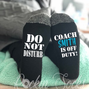 Personalized Coach Gifts, Coach Socks, Do Not Disturb Socks, Teacher Gifts, Funny Socks, Novelty Socks, Sports Teacher Gift