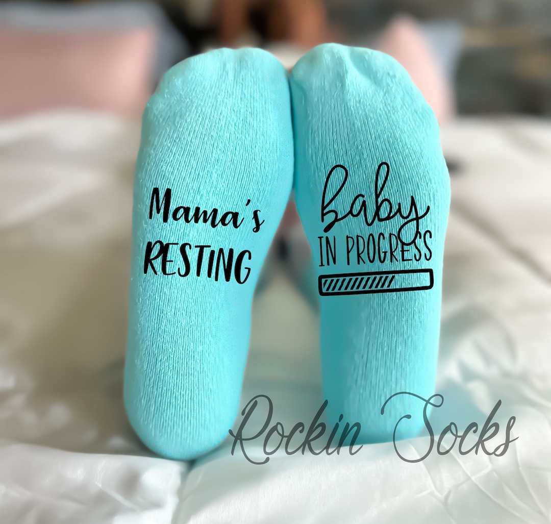 Baby Shower Gift, Mama's Resting Baby in Progress Socks, Pregnancy
