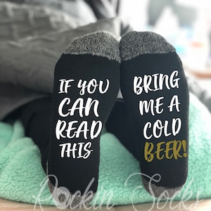 Father&#39;s Day Gifts, If you can read this, Bring Me A Cold Beer Socks, Men&#39;s If you Can Read This Socks, Funny Men&#39;s Socks, Gifts For Dad