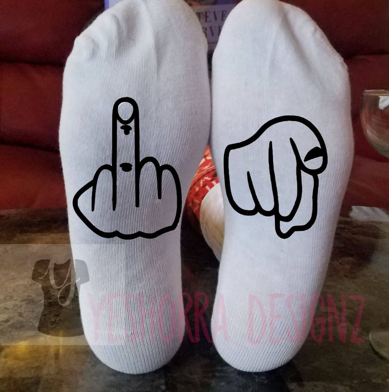 Bad Gesture Adult Novelty Gift Screw You Socks Middle Finger Up Socks Adult Themed Gift Cyber Monday F-You Socks Fathers Day Gag gift