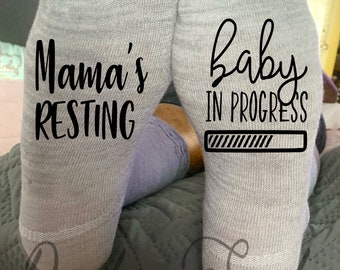 Baby Shower Gift, Mama&#39;s Resting Baby In Progress Socks, Pregnancy Announcement, Expecting Mom, New Mom Socks, Baby Mama Gift, New Baby Gift