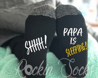 Cadeau voor opa, Vaderdagcadeaus, Shhh Papa slaapt, grappige opa sokken, grootvader cadeau, cadeaus voor hem