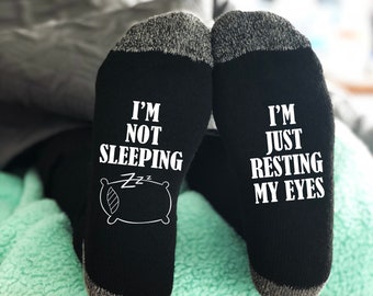 Funny Socks, I'm Not Sleeping, I'm Just Resting My Eyes Socks, Funny Gifts, Gifts for Dad, Gifts for Mom, Gifts For Grandpa