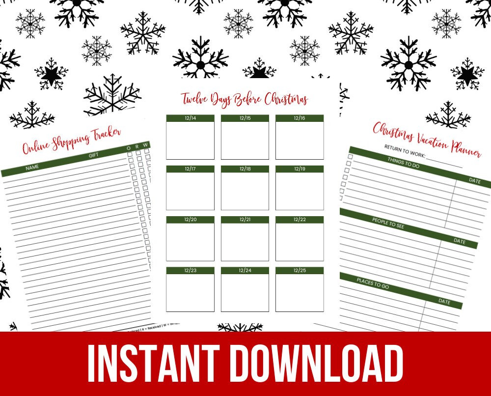 INSTANT DOWNLOAD Christmas Planner, Holiday Organizer, Christmas List ...