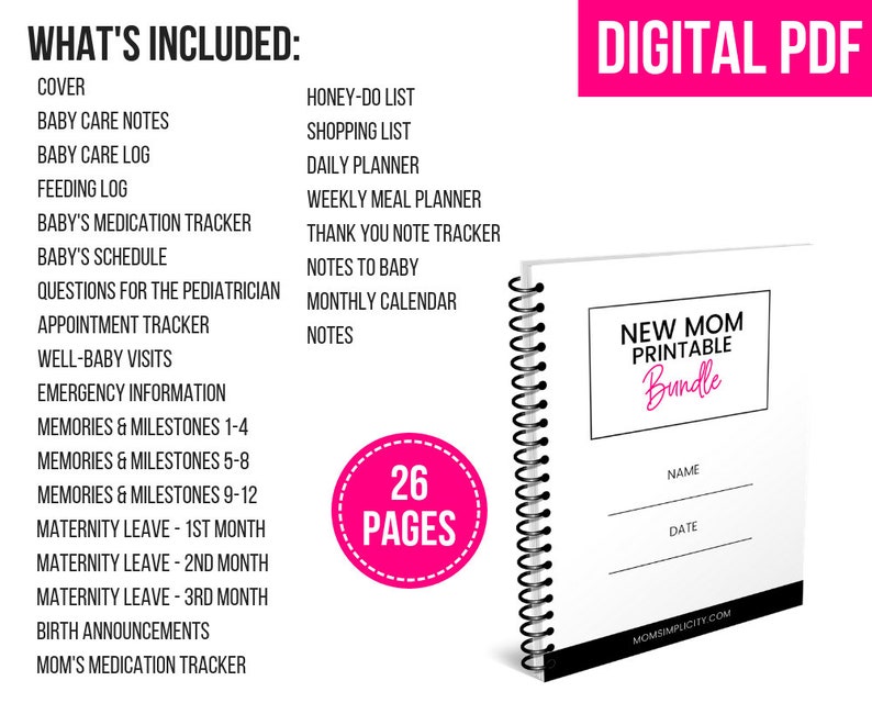 INSTANT DOWNLOAD, New Mom Printable Bundle, Mommy Organizer, Printables ...