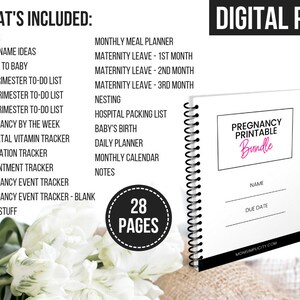INSTANT DOWNLOAD, Pregnancy Printable Bundle, Pregnancy Planner ...