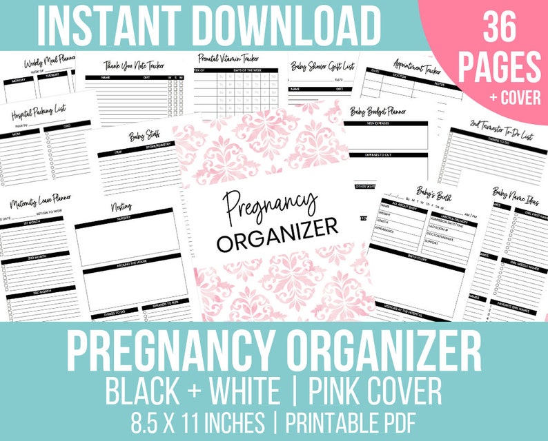 INSTANT DOWNLOAD, Pregnancy Organizer, Pregnancy Planner, Pregnancy ...