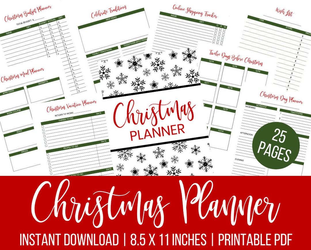 INSTANT DOWNLOAD - Christmas Planner, Holiday Organizer, Christmas List ...