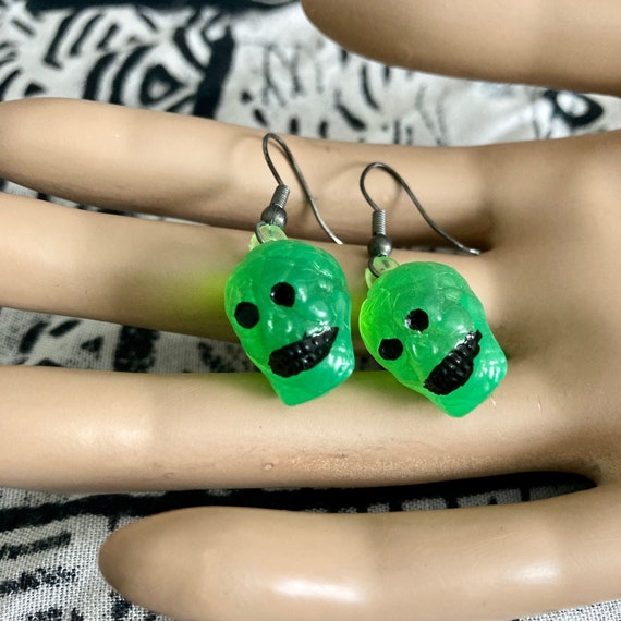 Green plastic earrings sale