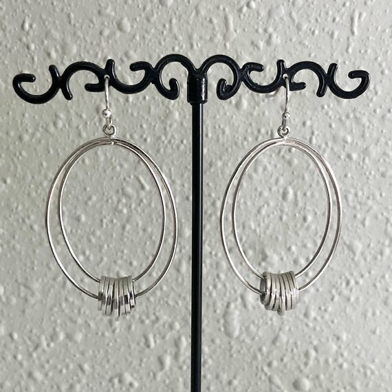 Vintage silver tone multi hoop earrings. - image 2
