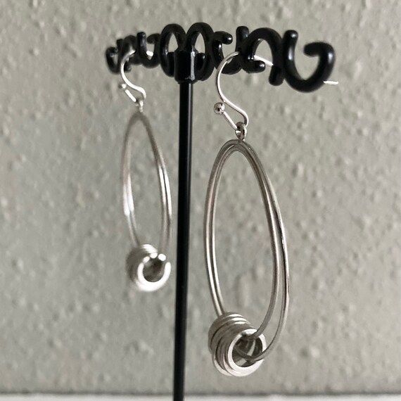 Vintage silver tone multi hoop earrings. - image 4