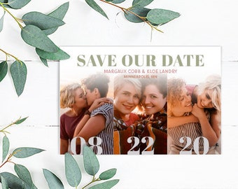 Printed Save the Date, Simple Save the Date, Large Date, Clean Modern Save the date