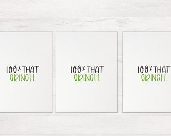 100% That Grinch Card, Christmas Card Set, Holiday Card Set, Funny Card Set, Cute Holiday Card Set, Lizzo Holiday Card Set