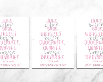 Leslie Knope Hoes Before Bros Quote Postcard Set, Galentine's Day Cards, Friend Cards, Girlfriend Cards, Card Set, Galentine's Set