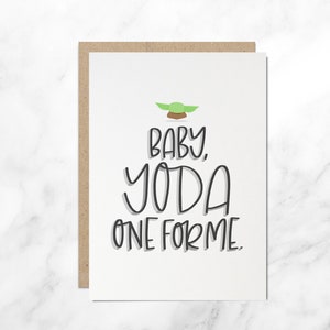 Baby Yoda Card, Star Wars Valentijnsdag Kaart, Vriend Kaart, Vriendin Kaart, Vriend Kaart, Baby Yoda One For Me Card
