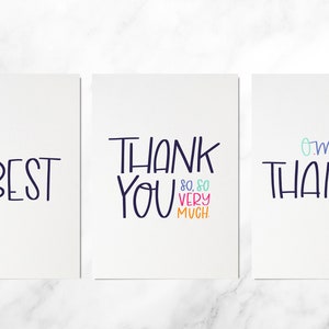 Simple Thank You Card Set, Multi-Color Thank You Card Set, Thank You Card Set, Bulk Thank Yous, Thank You Note, Thank Yous Teacher