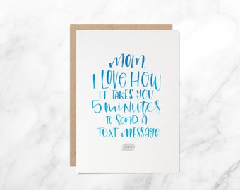 Mothers Day Card, Mom's Day Card, Mother's Day, Texting Mom, Mom Technology Card