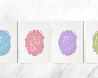 Simple Birthday Card Set, Multi-Color Birthday Card Set, Birthday Card Set, Cute Birthday Card Set