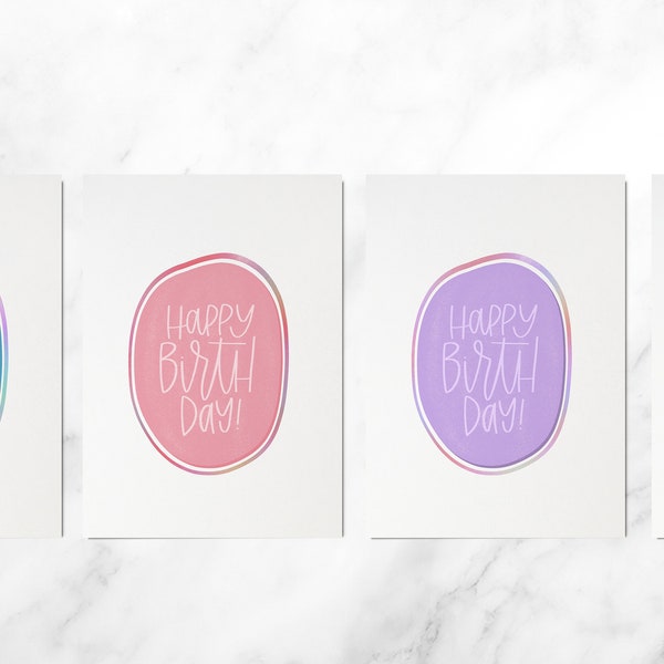 Simple Birthday Card Set, Multi-Color Birthday Card Set, Birthday Card Set, Cute Birthday Card Set