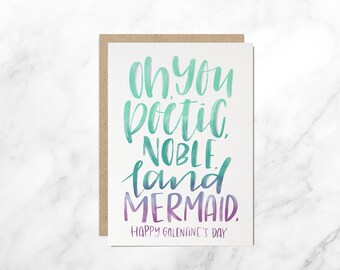 Galentine's Day Card, Valentine's Day Card, Friend Card, Girlfriend Card, Leslie Knope Quote Card, Poetic Noble Land Mermaid