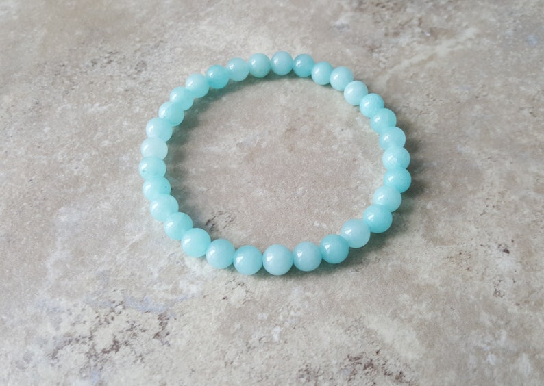 Natural AMAZONITE dainty stretchy healing bracelet 6mm stacking beaded bracelet Manifest your dreams intention stretchy bracelet