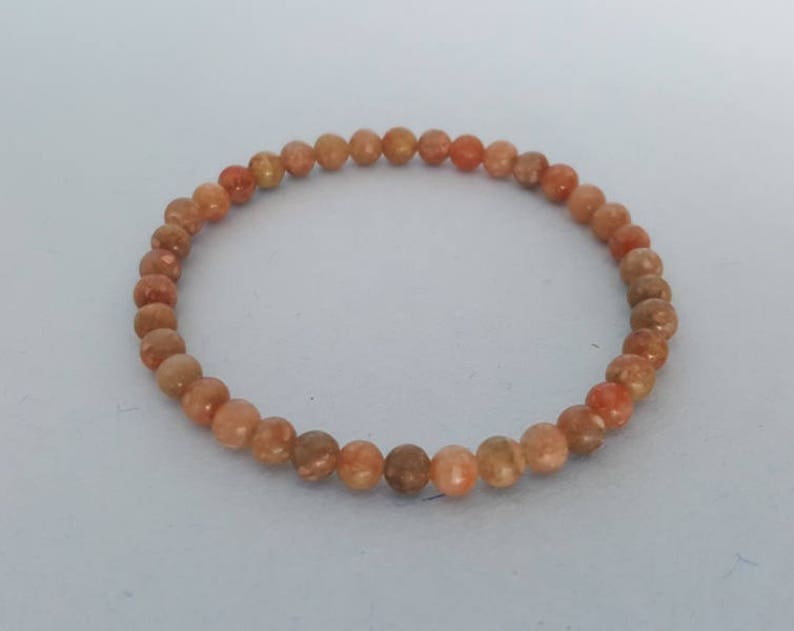 Natural PINK ORTHOCLASE very dainty bracelet 4mm stacking beaded bracelet High Vibration intention bracelet