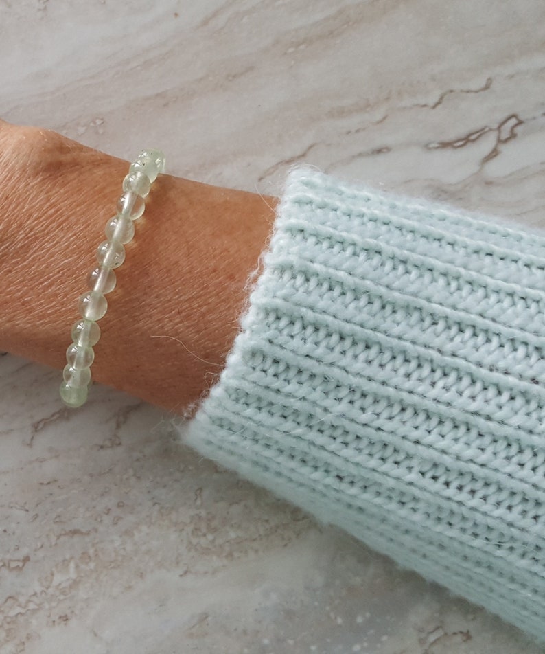 Spiritual Knowing Natural PREHNITE bracelet 6 mm stacking beaded bracelet intention bracelet
