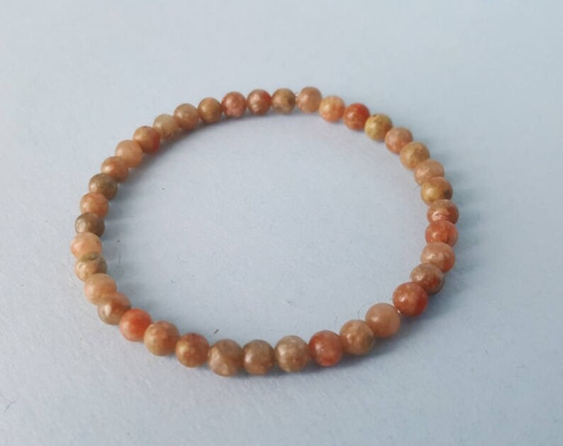Natural PINK ORTHOCLASE very dainty bracelet 4mm stacking beaded bracelet High Vibration intention bracelet
