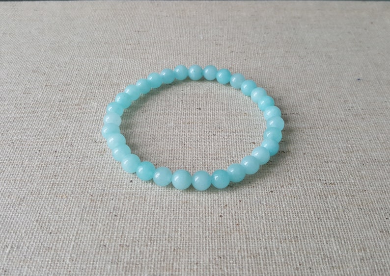 Natural AMAZONITE dainty stretchy healing bracelet 6mm stacking beaded bracelet Manifest your dreams intention stretchy bracelet