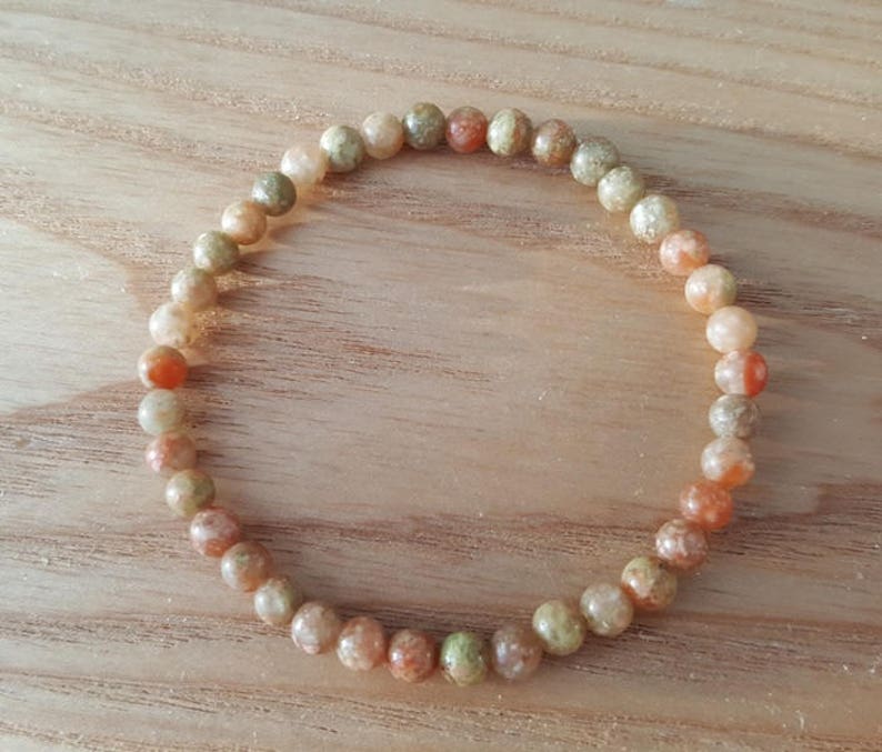 Natural PINK ORTHOCLASE very dainty bracelet 4mm stacking beaded bracelet High Vibration intention bracelet