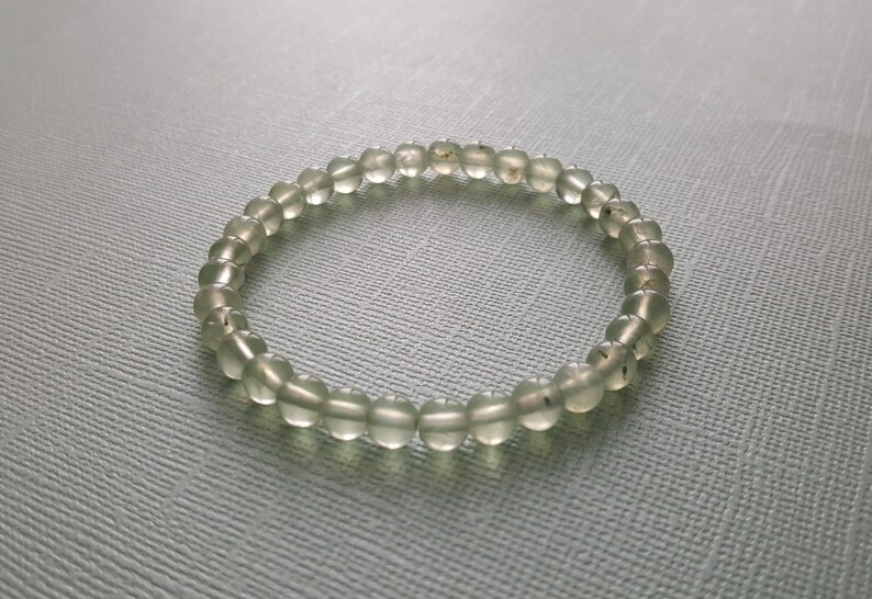 Spiritual Knowing Natural PREHNITE bracelet 6 mm stacking beaded bracelet intention bracelet