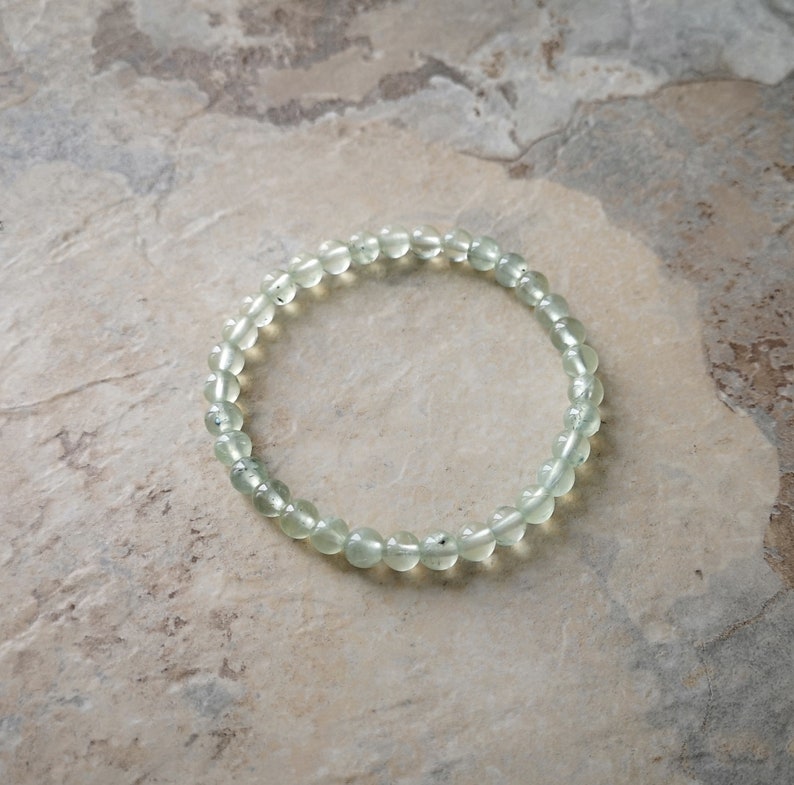 Spiritual Knowing Natural PREHNITE bracelet 6 mm stacking beaded bracelet intention bracelet