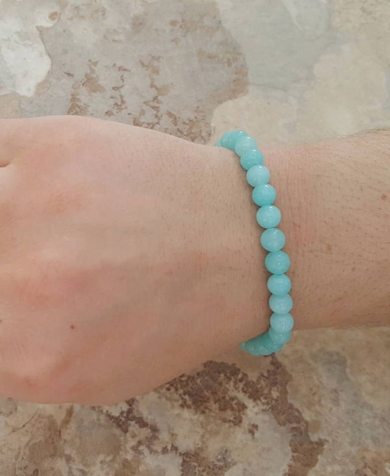 Natural AMAZONITE dainty stretchy healing bracelet 6mm stacking beaded bracelet Manifest your dreams intention stretchy bracelet