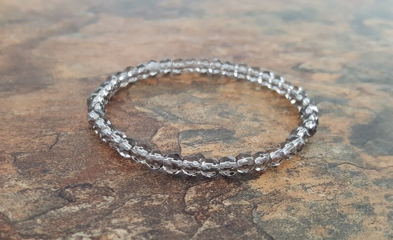Dainty Natural SMOKY QUARTZ very dainty bracelet 4 mm Smoky Quartz faceted beads intention bracelet Positive Frequencies