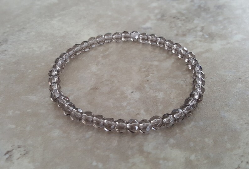 Dainty Natural SMOKY QUARTZ very dainty bracelet 4 mm Smoky Quartz faceted beads intention bracelet Positive Frequencies