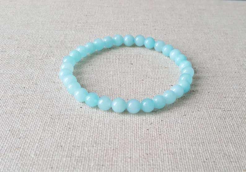 Natural AMAZONITE dainty stretchy healing bracelet 6mm stacking beaded bracelet Manifest your dreams intention stretchy bracelet